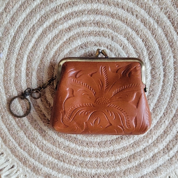 Patricia Nash Handbags - Patricia Nash Embossed Leather Kiss-Lock Coin Purse - Cognac Brown